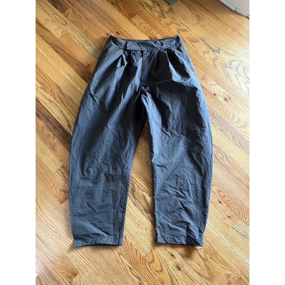 Free People Pleated Balloon Pants Charcoal Grey High Rise Tapered Trouser 4 b3
